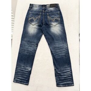 True Luck Men`s Jeans Straight Medium Wash 30x30 NWT Embroidered